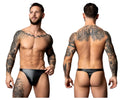 Black latex thong male power 442-301 liquid onyx 2.0 bong thong color black shown from the back side