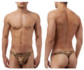 Male power 444030 animal wonder brown leopard-print men’s briefs with ornate decorative design front view