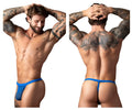 Blue mesh thong male power 449-11c fishnet 2 g-string in royal color shown from the back side