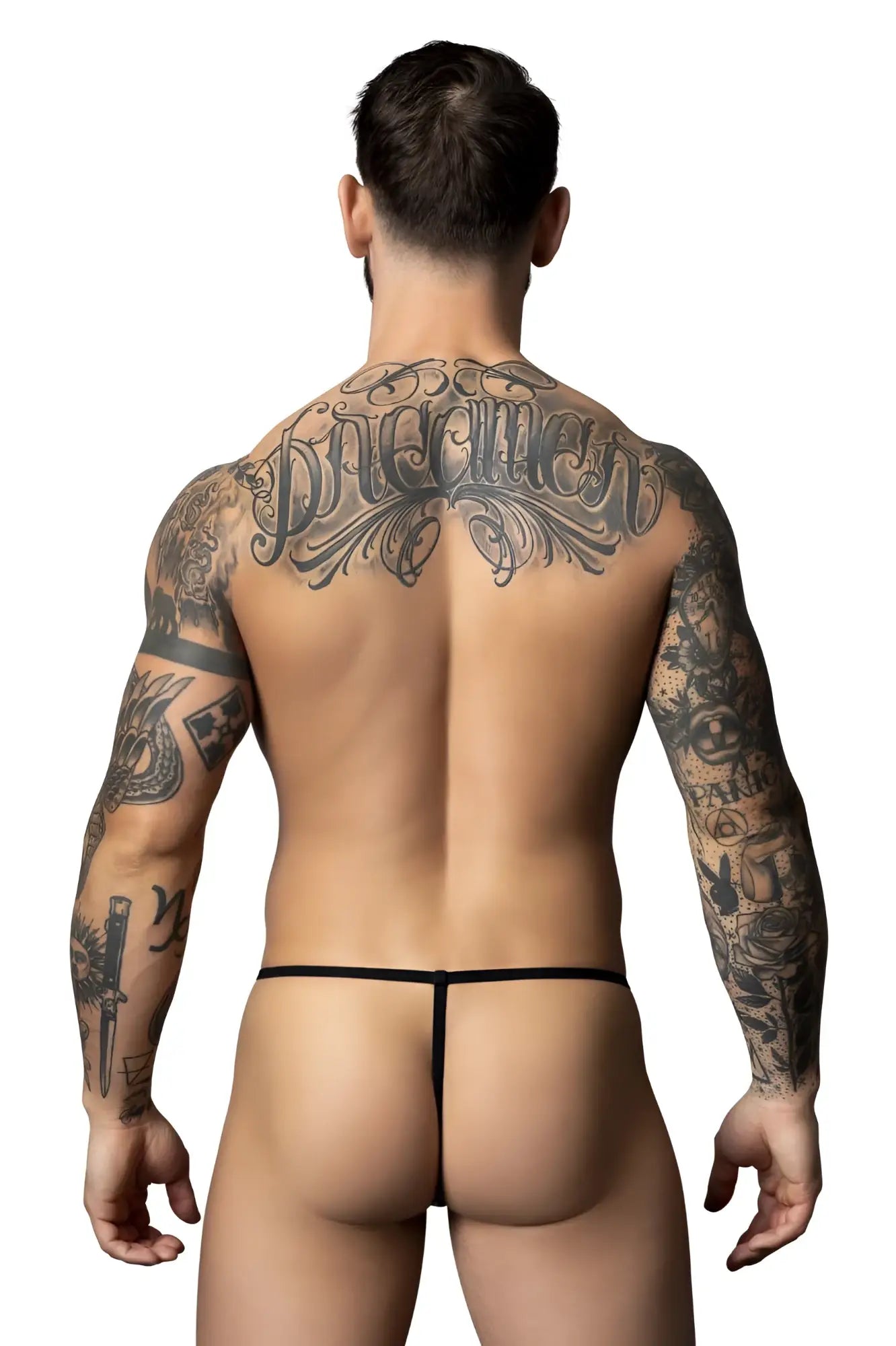 Black male power 450-301 liquid onyx 2.0 g-string with a thin minimalist design and sleek thong style