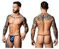 Blue metallic Male Power 450-301 Liquid Onyx 2.0 g-string with black trim thong for men