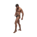 Black male power grip and rip rip off jock athletic briefs with supportive waistband and side cutouts in small