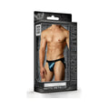 Matte metallic blue men’s briefs in black and silver packaging from male power matte metallic panel jock blue lx