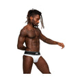 White male power modal rib bong thong briefs with black waistband in size l/xl visible from the back