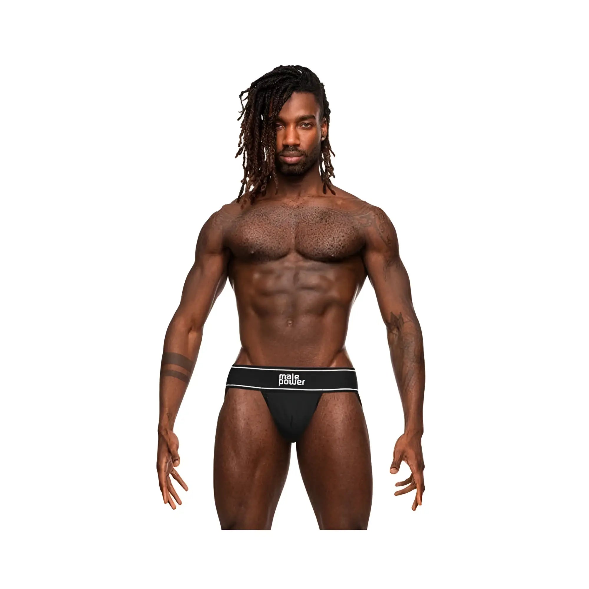 Black men’s modal rib briefs with white mars power logo on waistband in size l/xl for comfortable wear