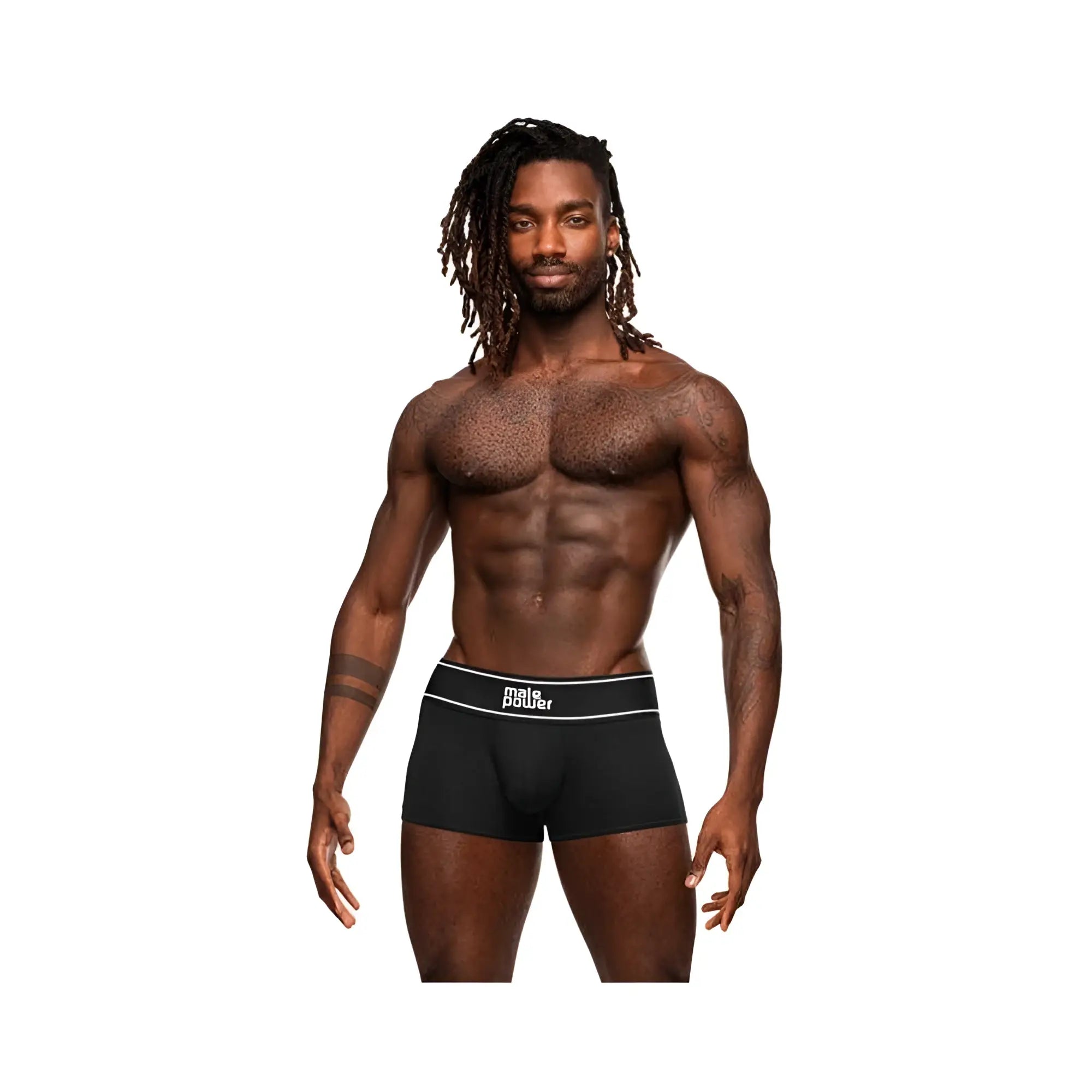 Black male power modal rib pouch boxer briefs with white polo by ralph lauren waistband size large