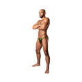 Male power petal power micro thong l/xl black briefs with vibrant yellow daisy floral print front view