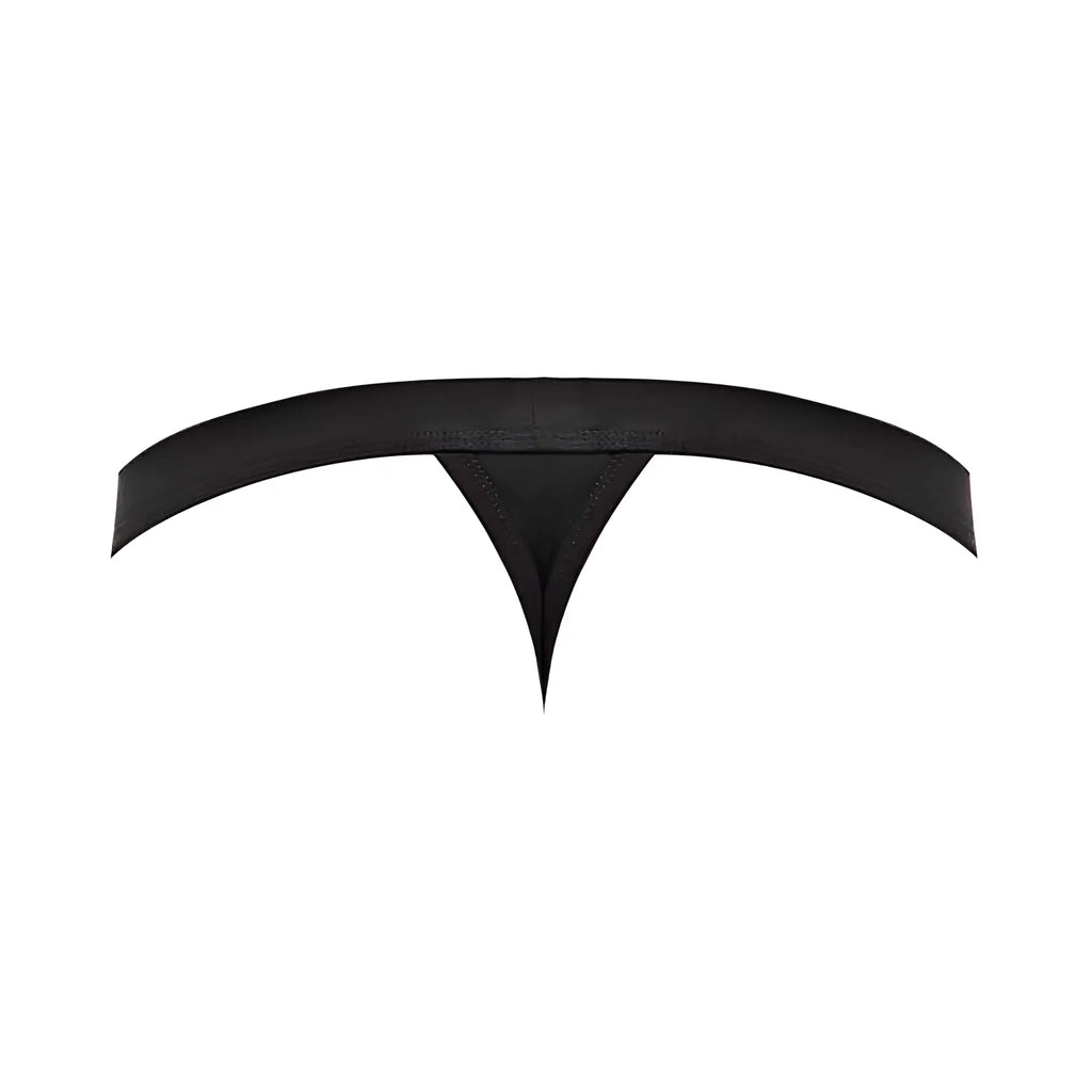 Black thong made of smooth stretchy modal fabric with sleek minimalist design from male power pure comfort lx line
