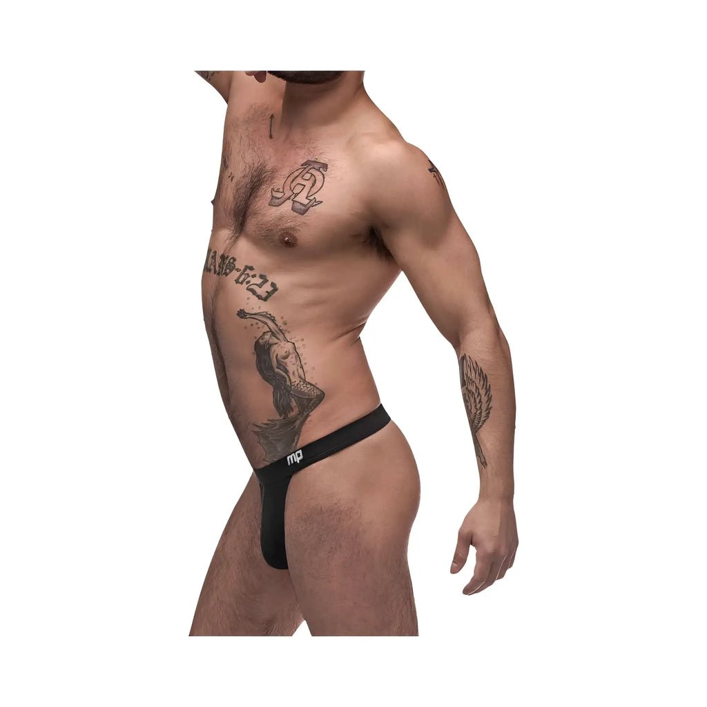 Black male power pure comfort modal bong thong briefs with minimalist design showing the back side