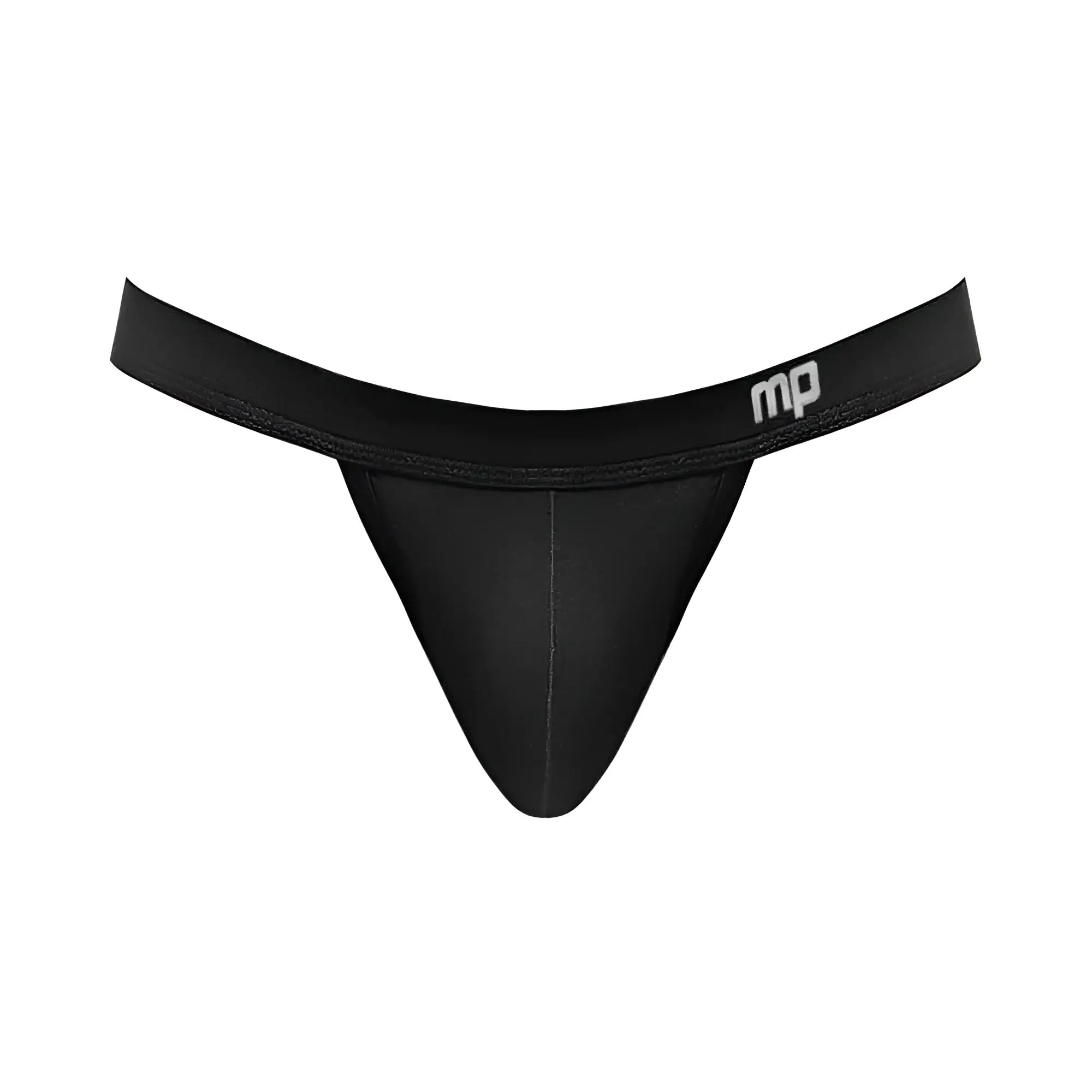 Black mp brand modal thong with smooth form-fitting design and subtle stitching details shown from the back side