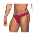 Male power seamless sleek thong in wine red with a sheer textured front pouch for a comfortable fit