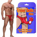 Male power red fabric trouser snake bikini with cartoon snake design for men