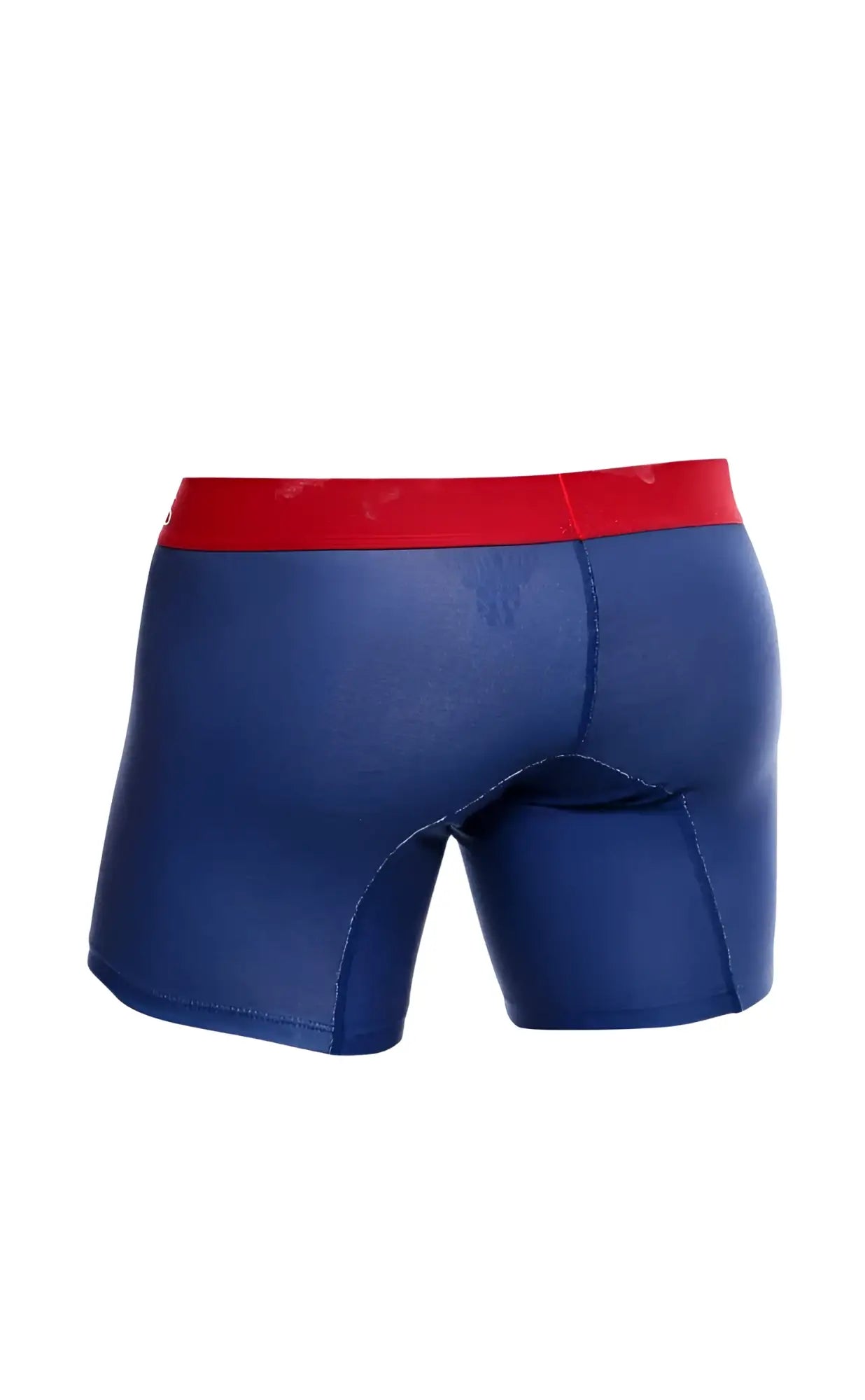 Blue boxer briefs with red waistband from malebasics 3-pack boxer brief marine collection