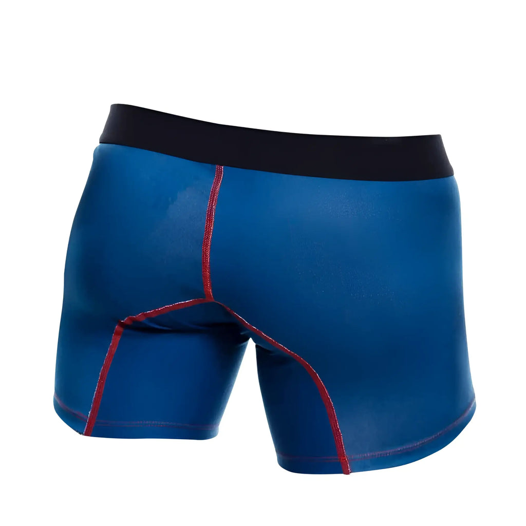 Malebasics 3-pack timon boxer brief in blue with black waistband and red stitching designed for athletic comfort