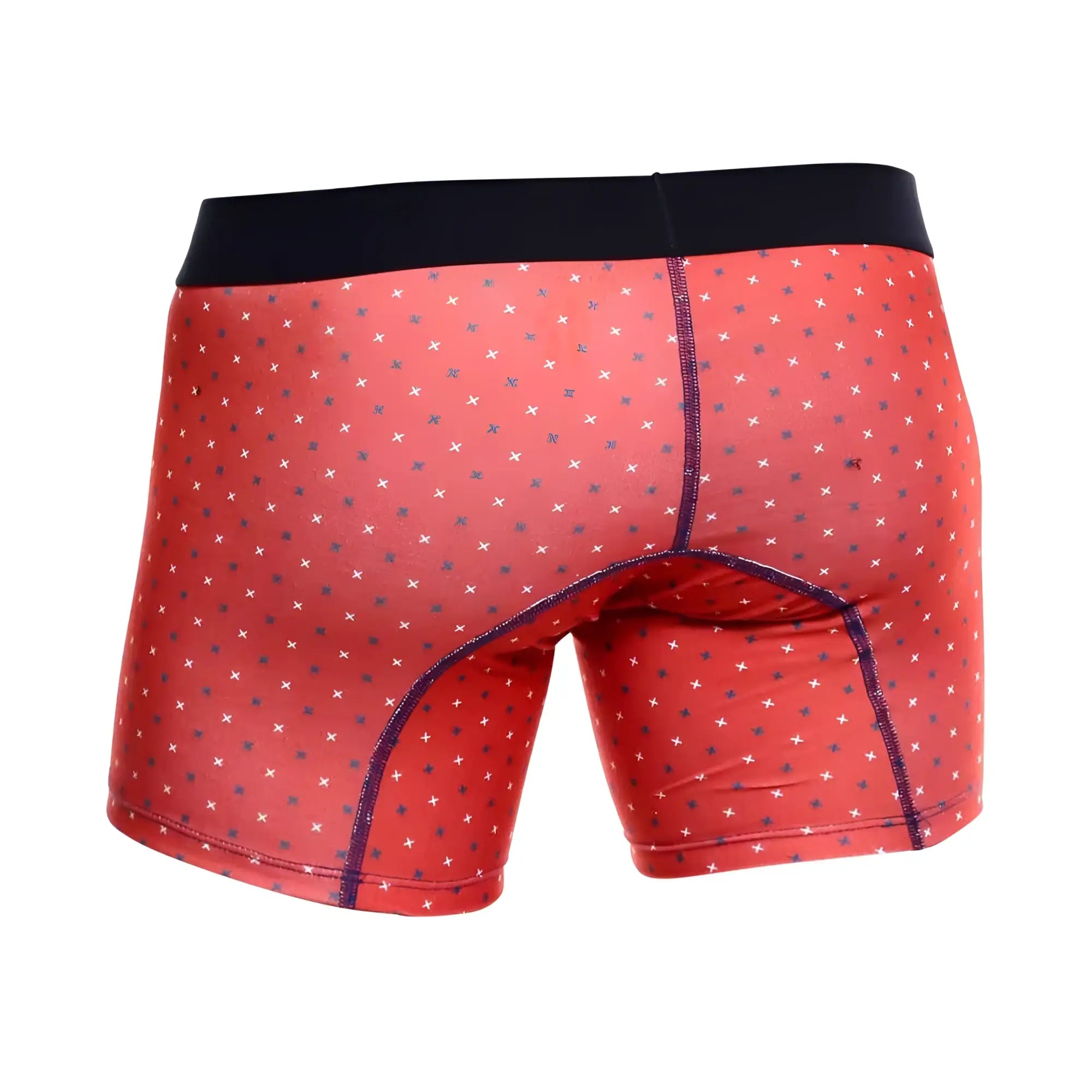MaleBasics 3-Pack Timon boxer brief red with black waistband and small white and dark blue star pattern