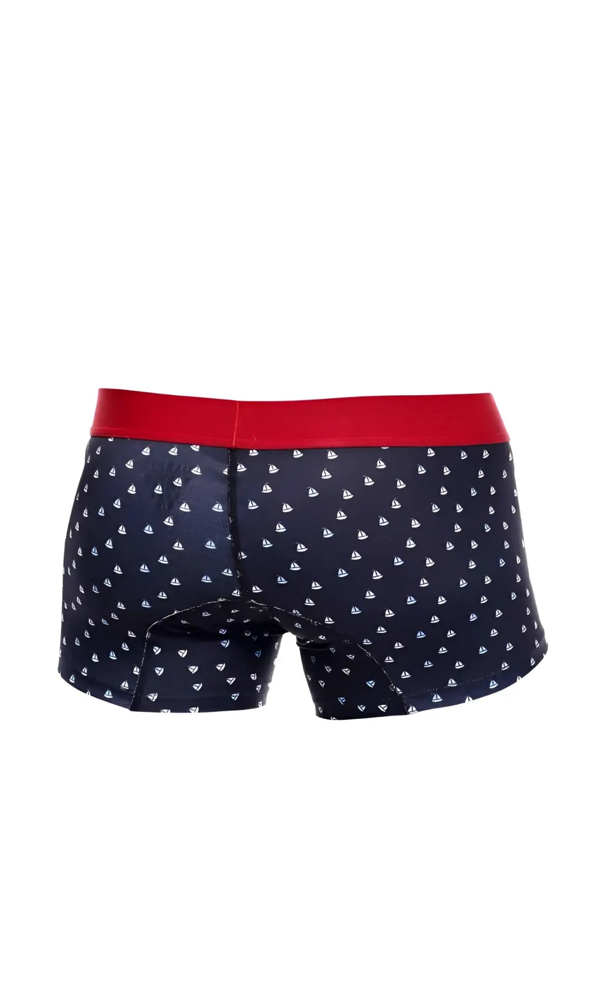 Malebasics 3-pack trunk boats navy blue boxer briefs with red waistband and white sailboat pattern for everyday wear