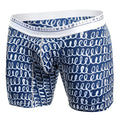 Malebasics boxer brief hipster crete in blue and white with a repeating swirl pattern for everyday comfort