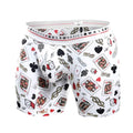 White malebasics boxer brief hipster poker with playful black red and gold playing cards dice and hearts pattern