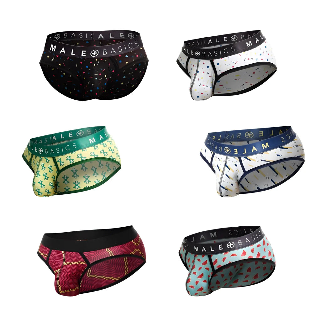 Malebasics brief sexy pouch men’s underwear in assorted colorful patterns made of soft breathable fabric