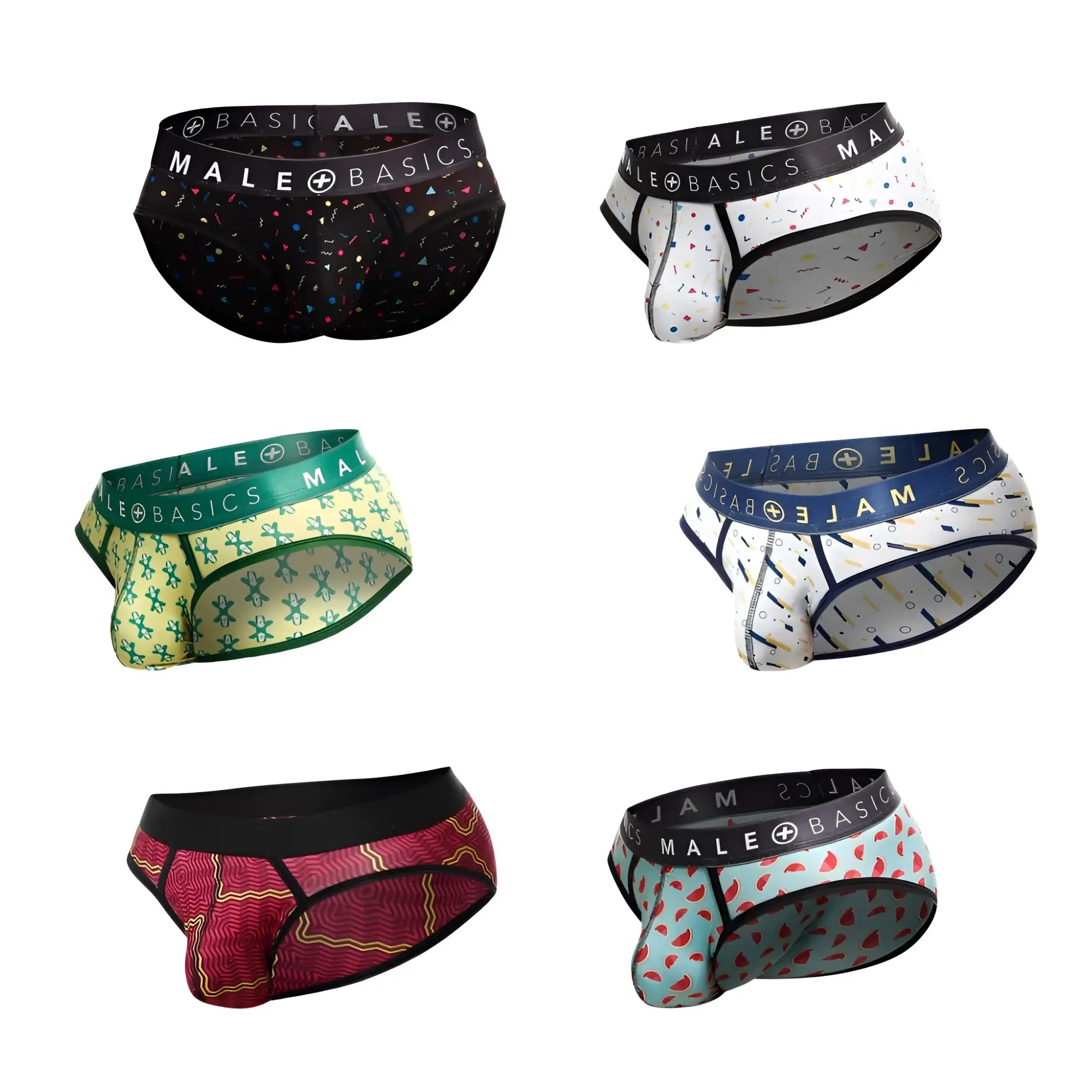 Malebasics brief sexy pouch men’s underwear in assorted colorful patterns made of soft breathable fabric