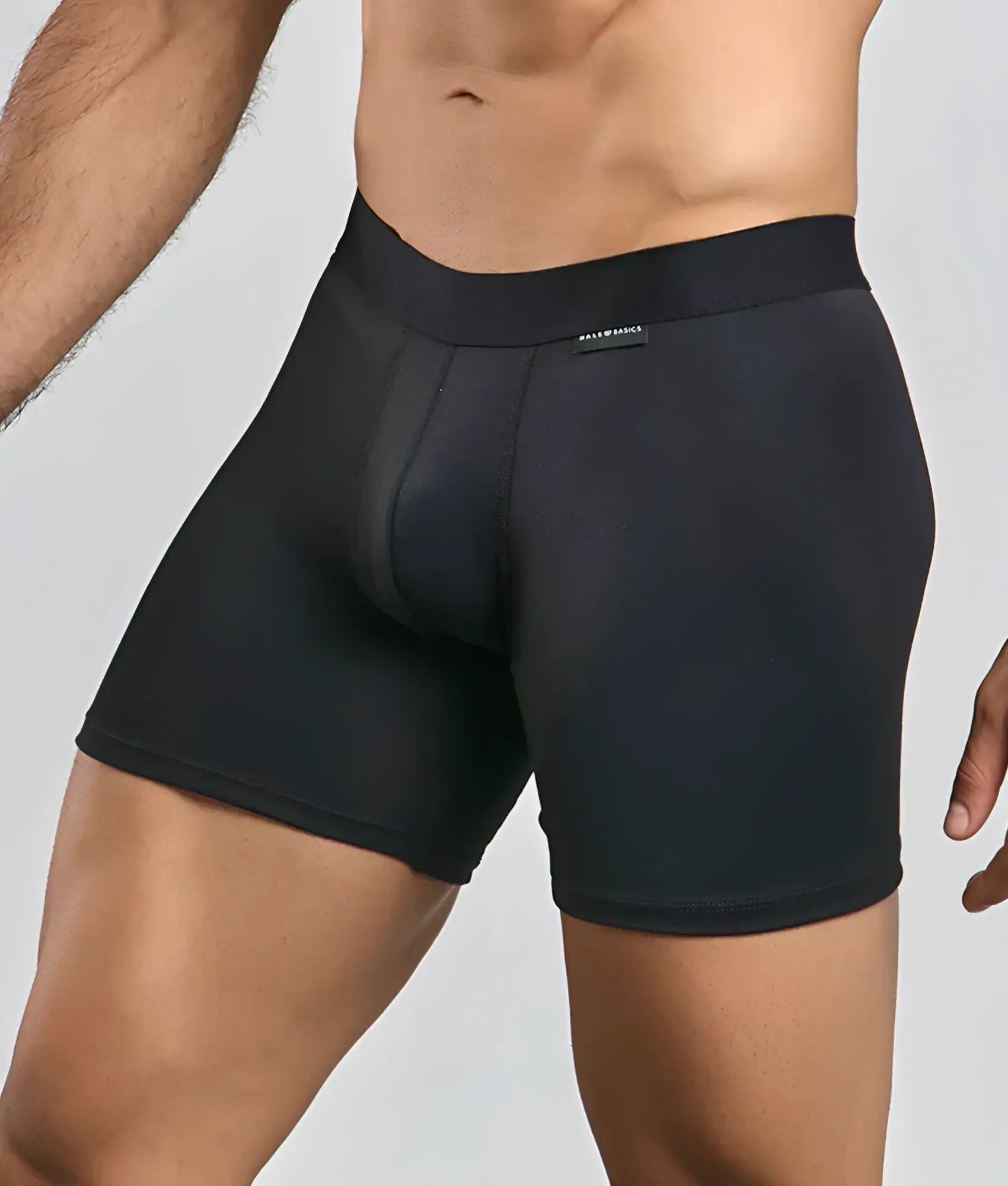 Malebasics classic tripack black boxer briefs with smooth form-fitting fabric and subtle brand tag on the waistband