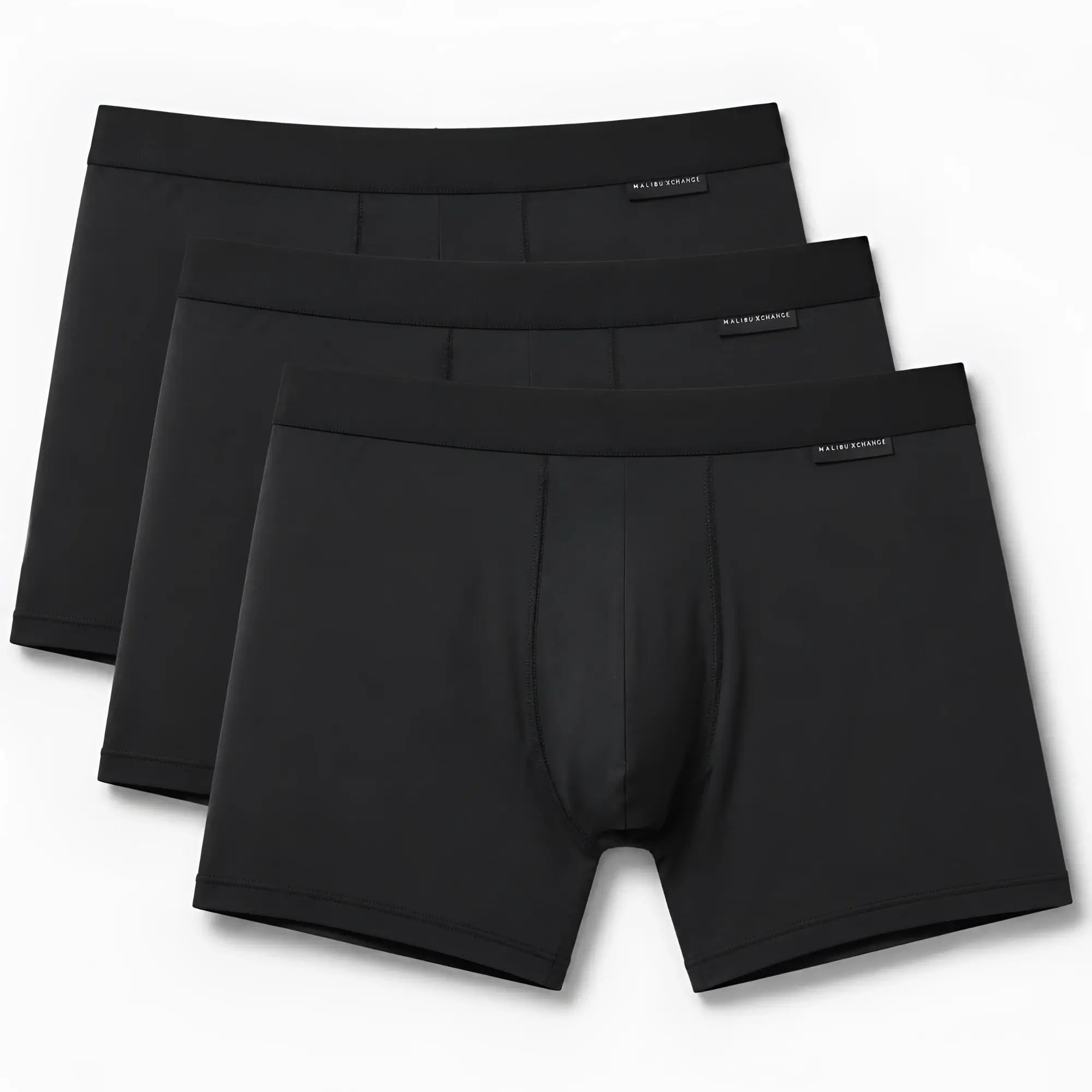 Malebasics classic tripack black men’s boxer briefs with smooth seamless design and elastic waistband