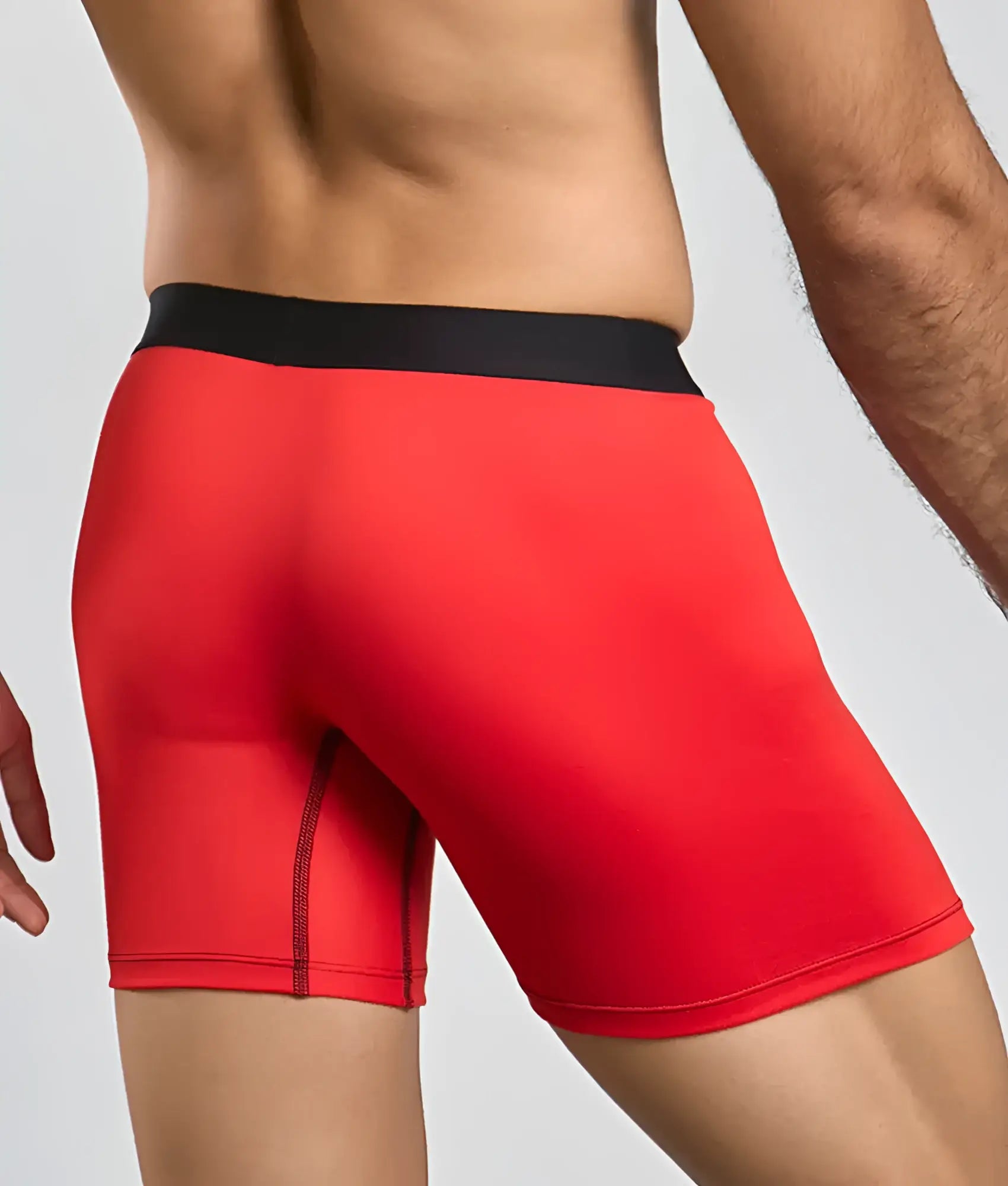 Red athletic briefs with black waistband from malebasics classic tripack designed for comfortable support