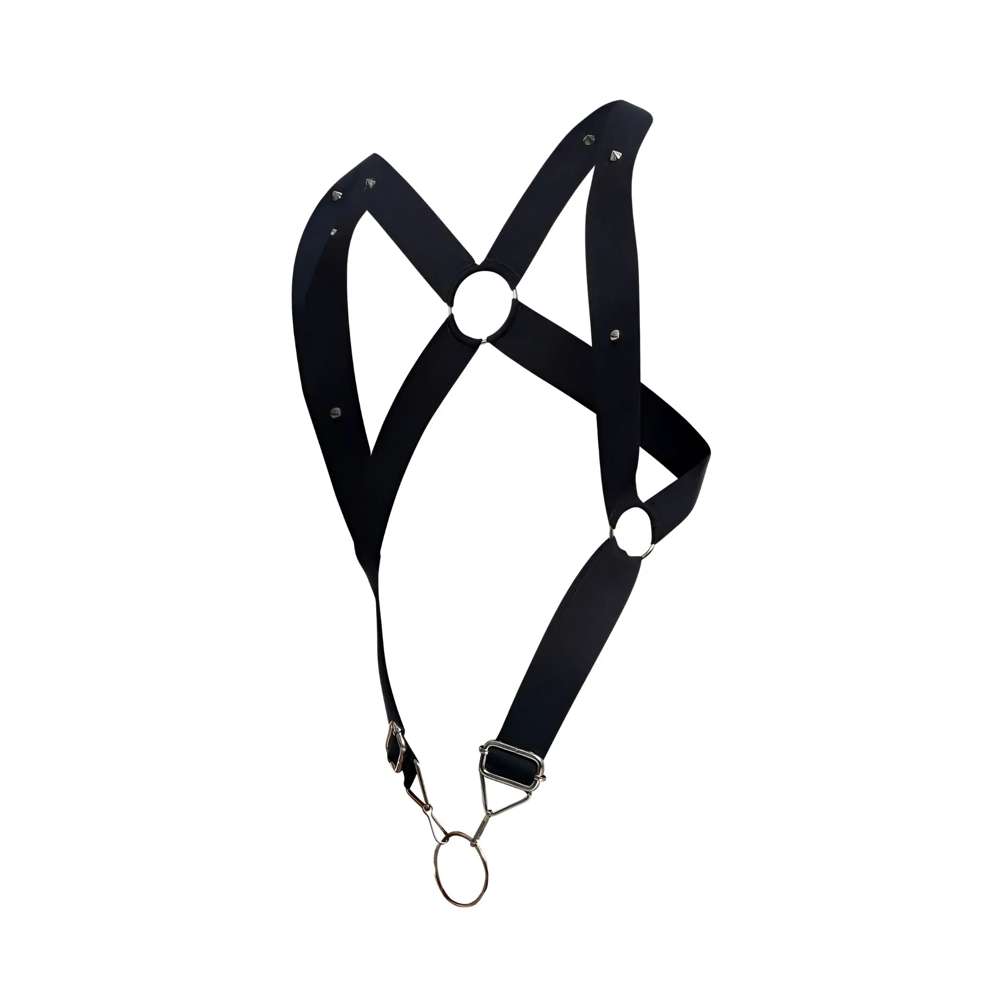 Malebasics dmbL05 dnGEON crossback harness black leather with silver metal hardware and adjustable straps