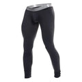 Black men’s compression tights with silver waistband made of pima cotton from malebasics long john pima collection