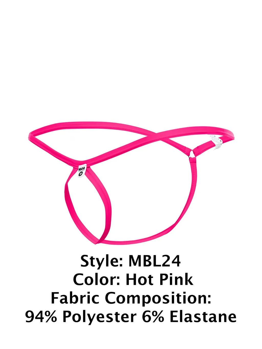 Malebasics mbl24 tear drop thong in hot pink with a sleek crisscross design made of polyester and elastane