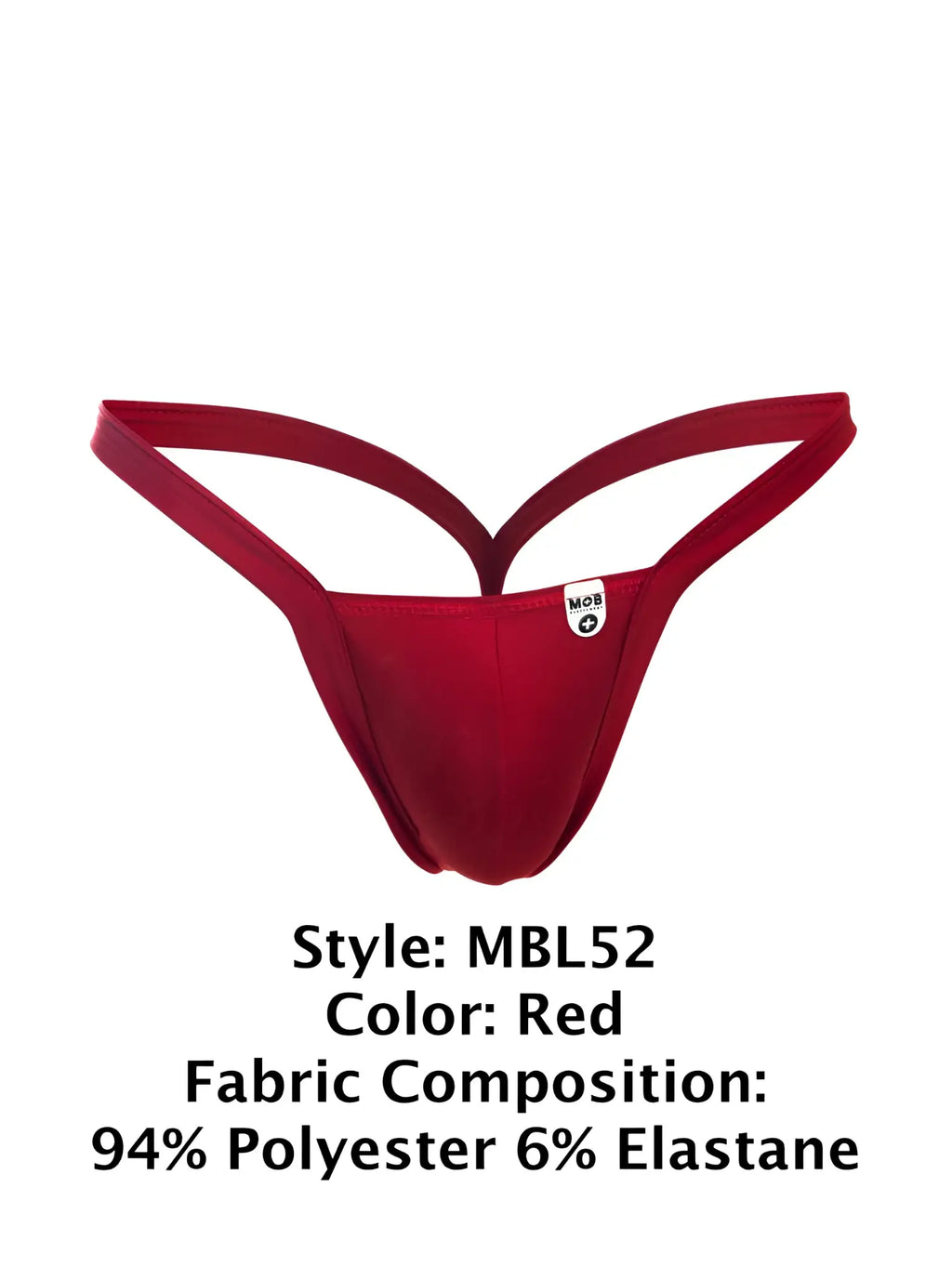 Malebasics mbl52 y buns thong in red made of 94 polyester and 6 elastane shown from the back side