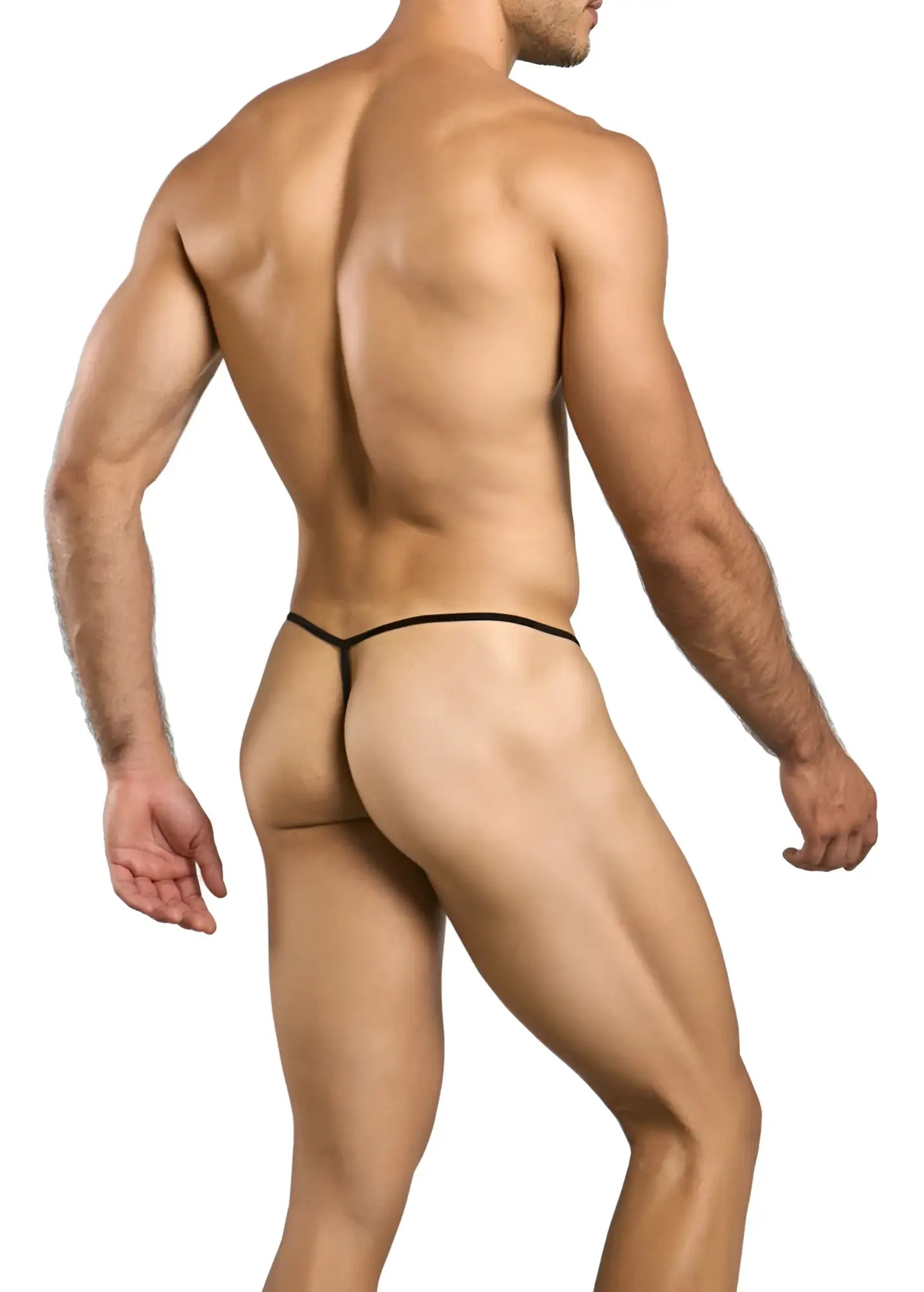 Black lace thong malebasics mbl59 with a thin sleek design showing the back side of the g-string product