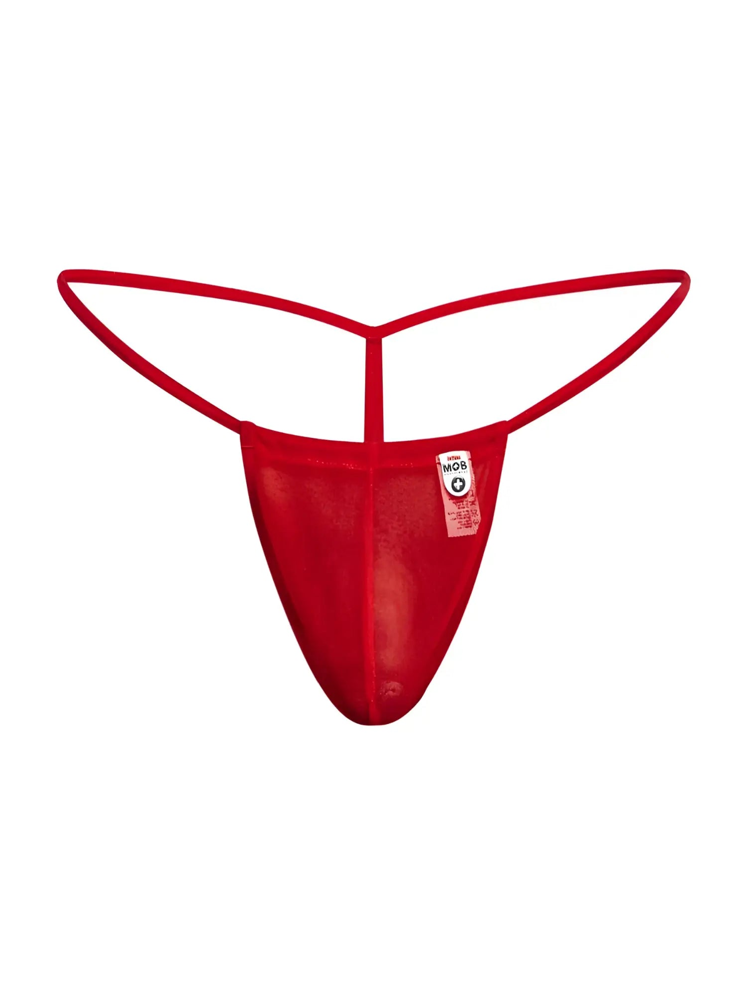 Malebasics mbl59 red mesh g-string with thin curved waistband and central strap for men
