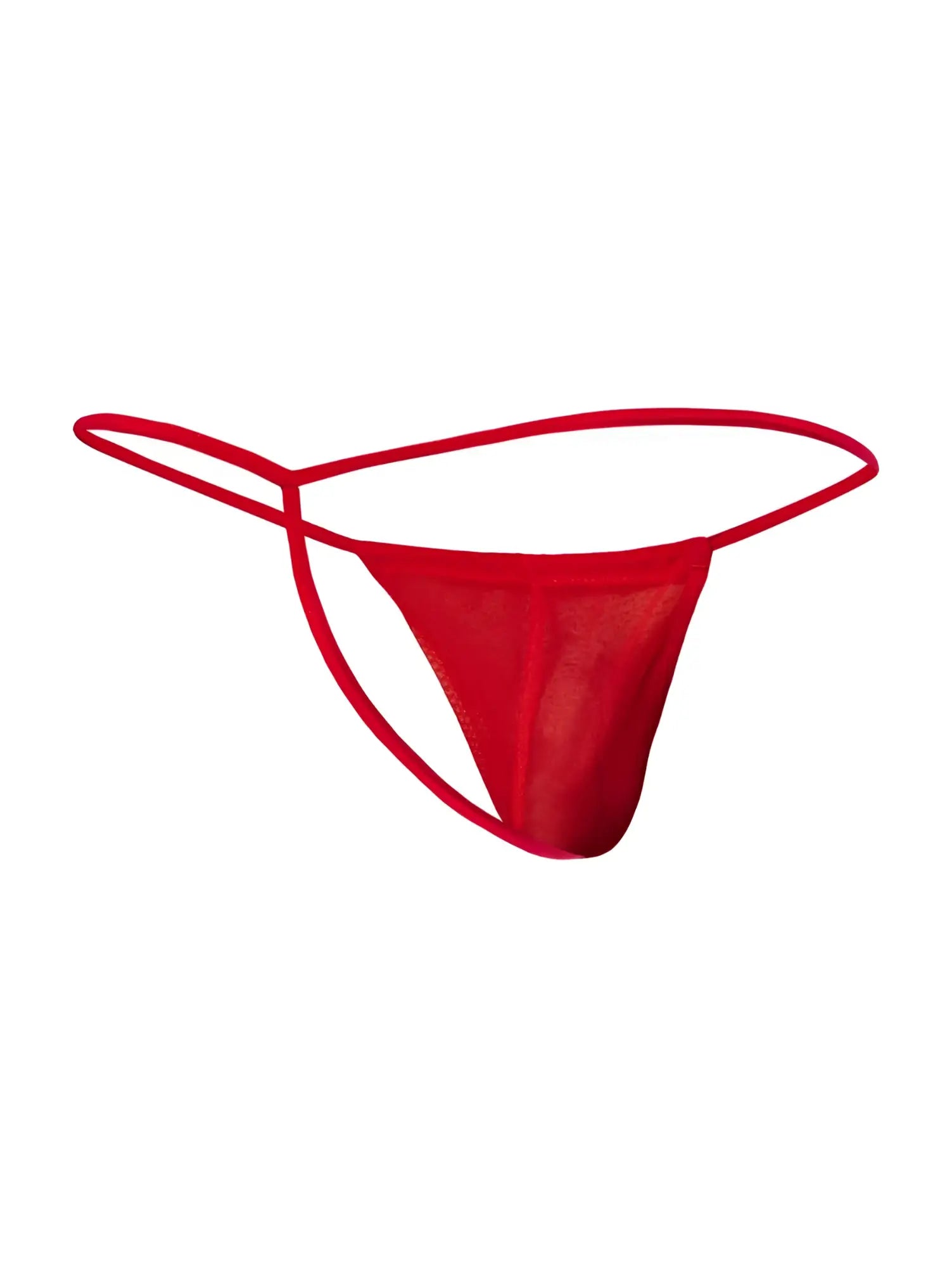 Malebasics mbl59 red mesh g-string thong made of sheer fabric with thin elastic straps shown from the back side