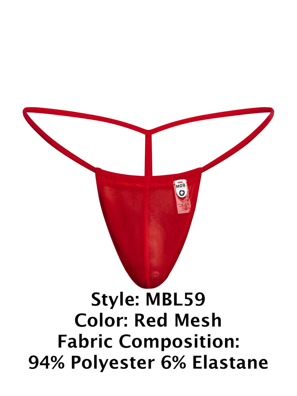 Malebasics mbl59 red mesh g-string thong with sleek form-fitting design and thin elastic straps shown from the back side