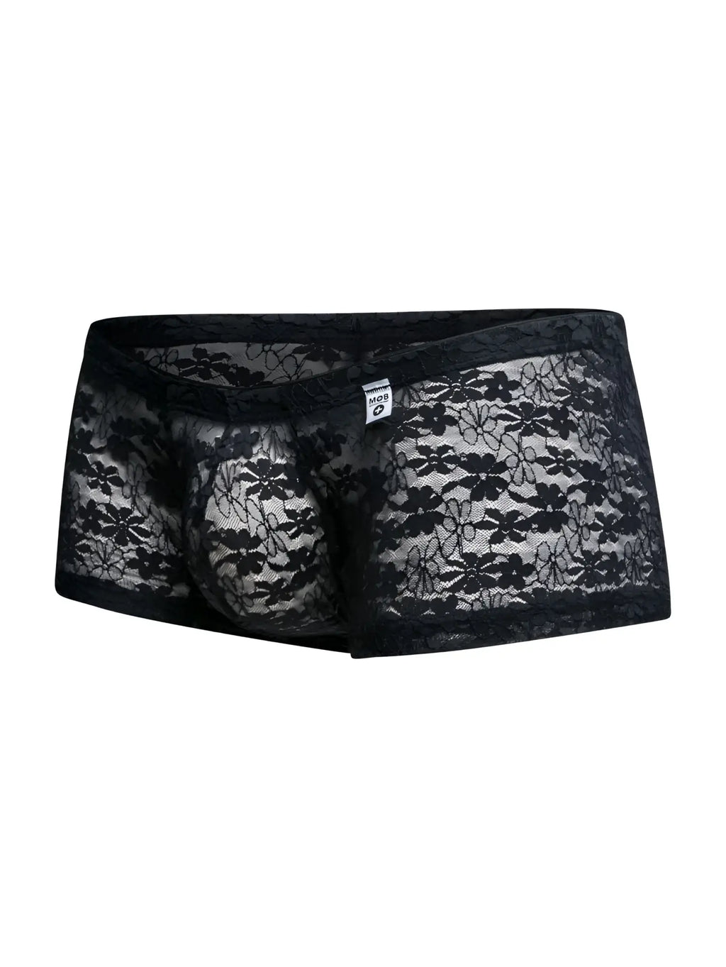 Malebasics mbl78 lace trunks black lace men’s underwear with sheer floral patterned design