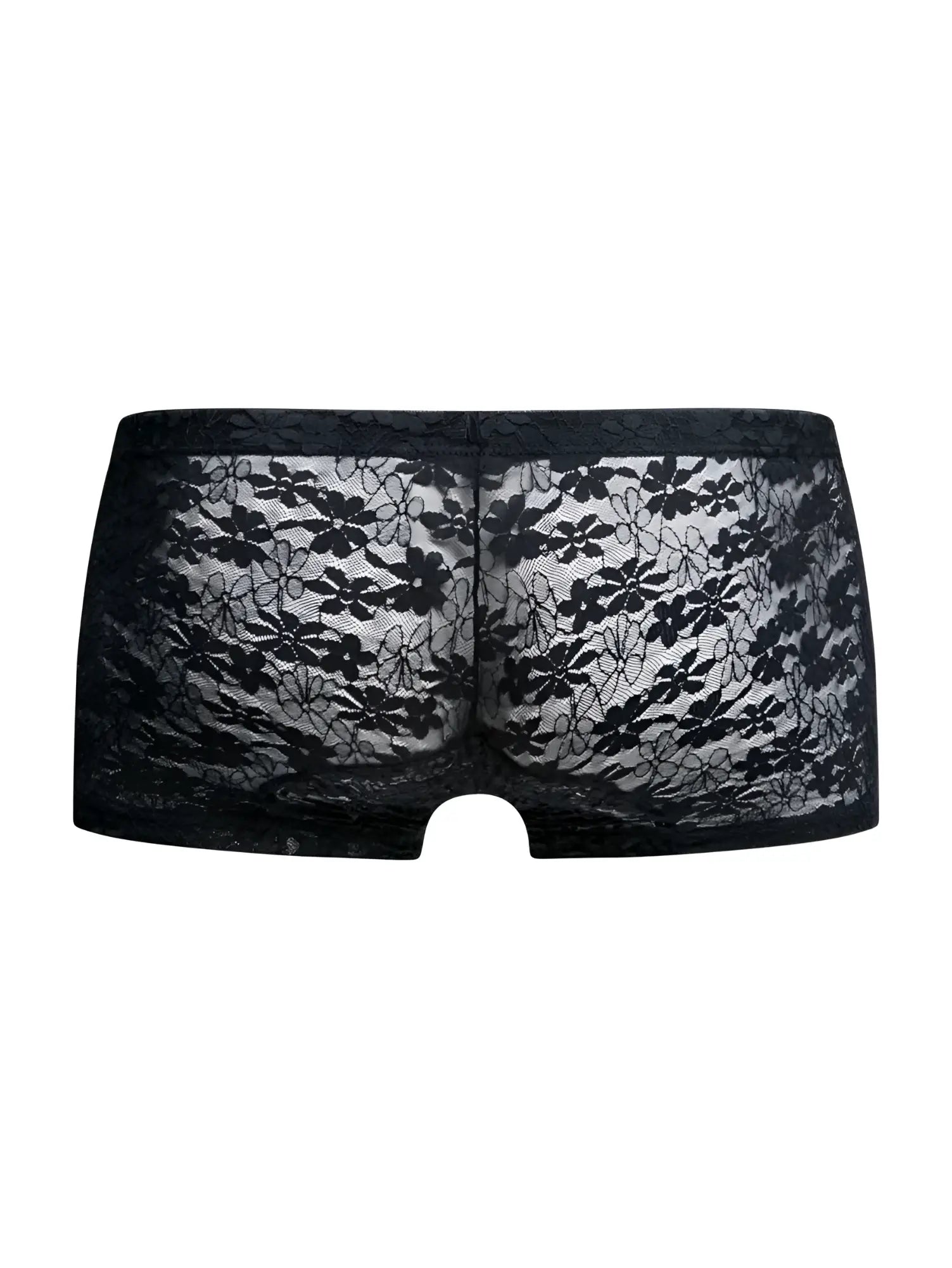 Malebasics mbl78 lace trunks in black featuring sheer delicate floral lace underwear design