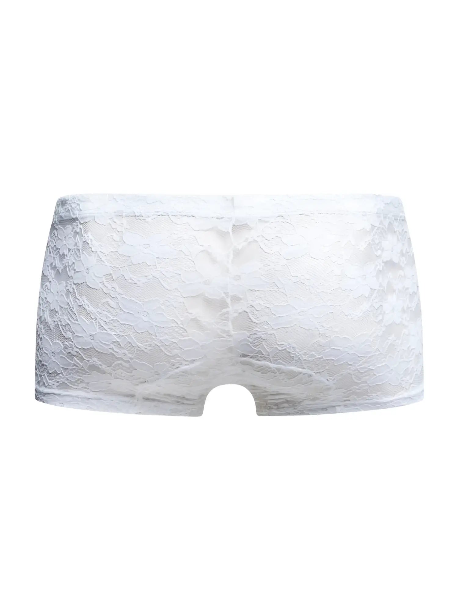 Malebasics mbl78 lace trunks in white lace featuring a delicate floral pattern and seamless design