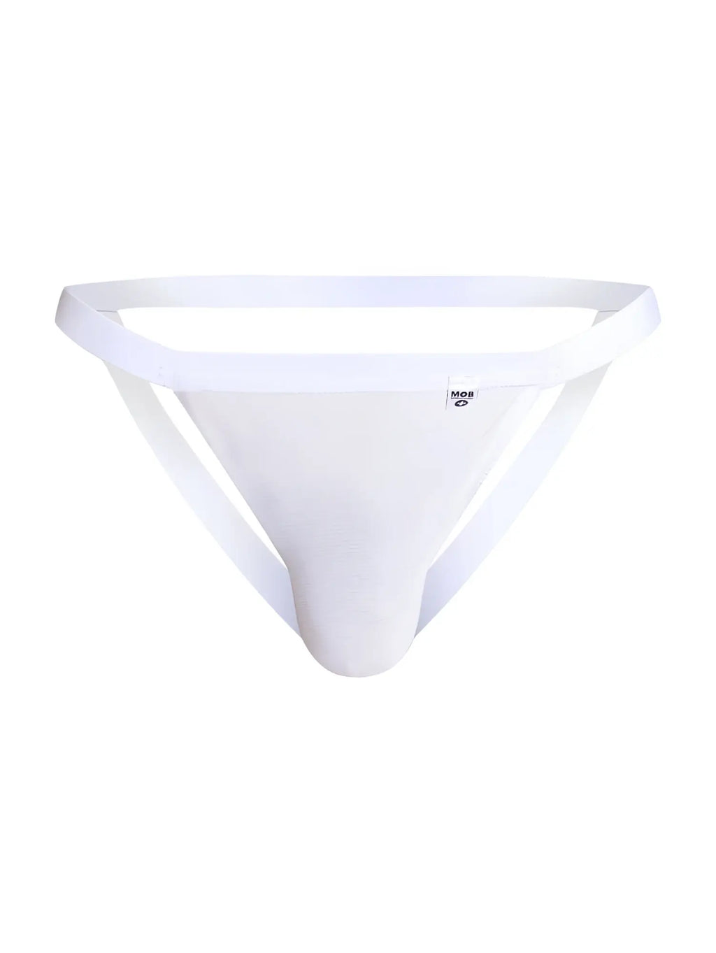 White male basics MBL82 sexy jockstrap with smooth seamless mesh design and small logo on the waistband