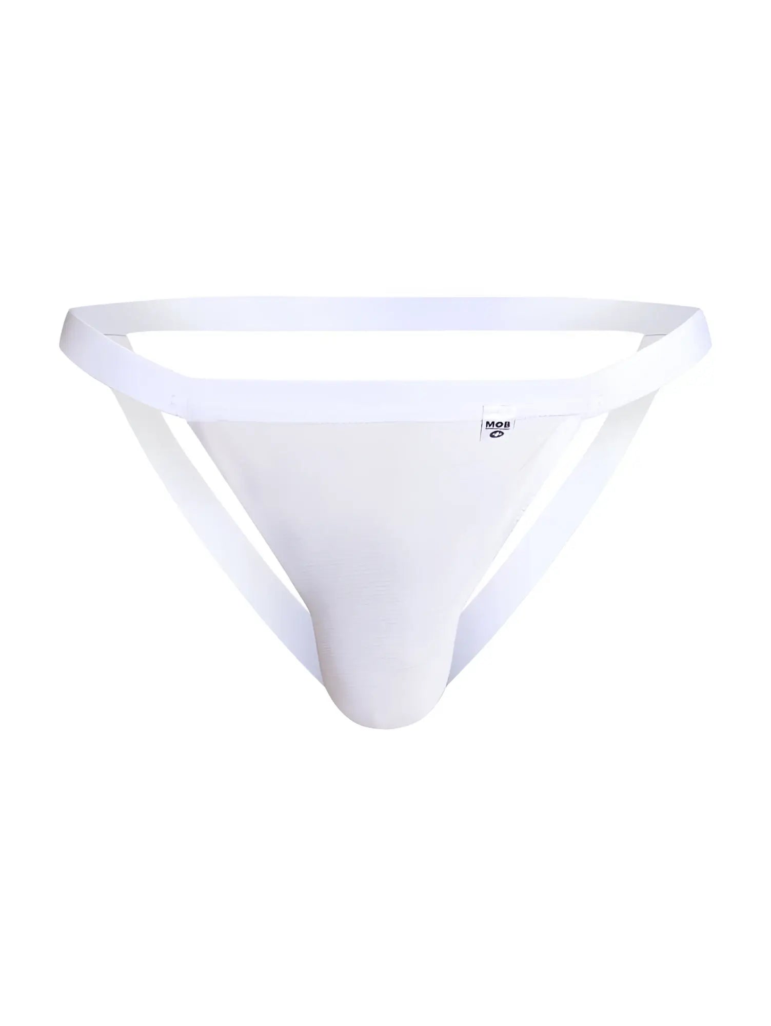 White male basics MBL82 sexy jockstrap with smooth seamless mesh design and small logo on the waistband