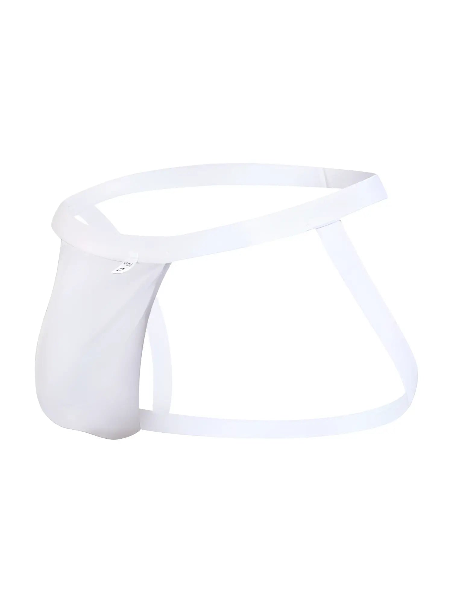 White sleek form-fitting men’s briefs with smooth glossy finish from malebasics mbl82 sexy jockstrap white mesh
