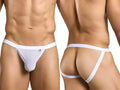 Male basics mbl82 sexy jockstrap in white mesh with a narrow waistband and side straps made of smooth fabric