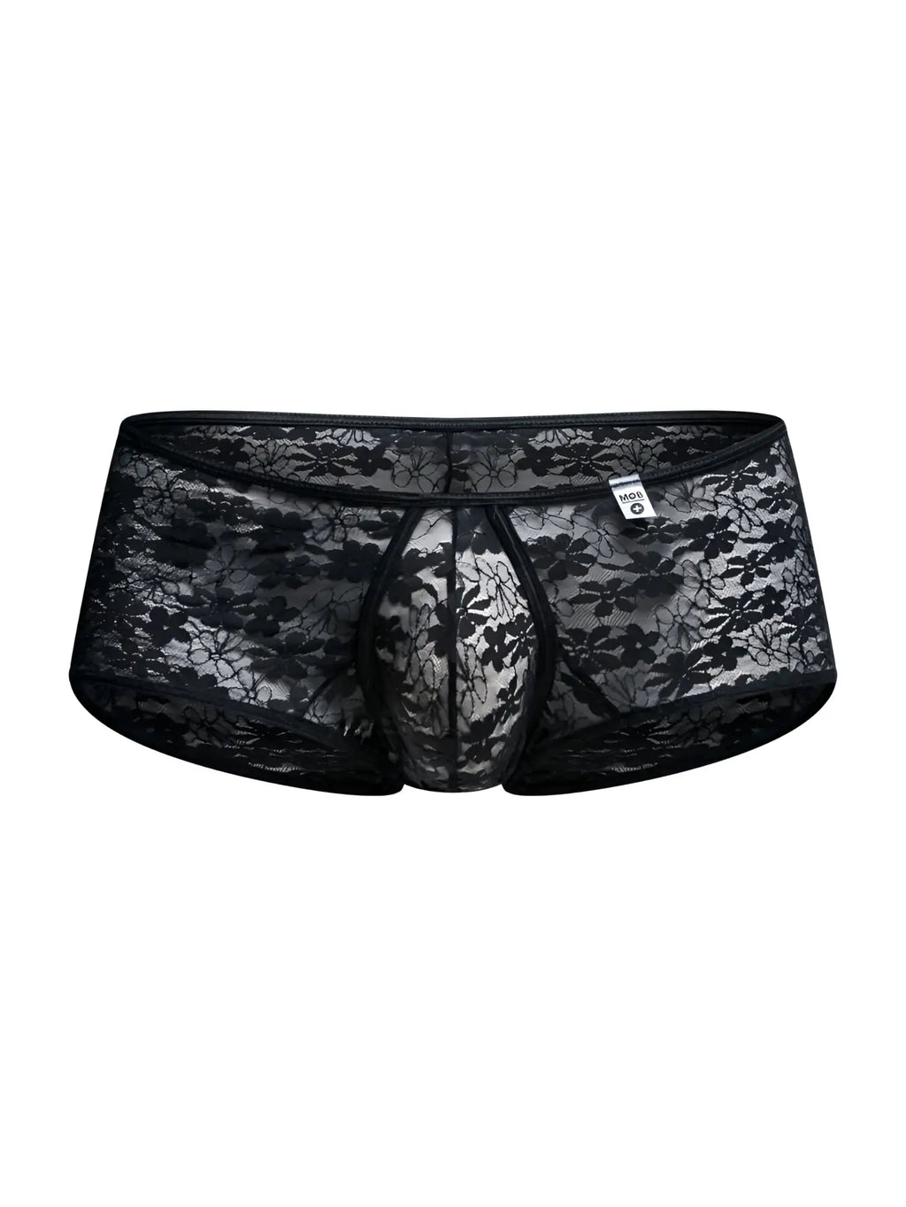 Malebasics mbl83 loop cheeky trunks black lace men’s underwear with floral pattern and elastic waistband
