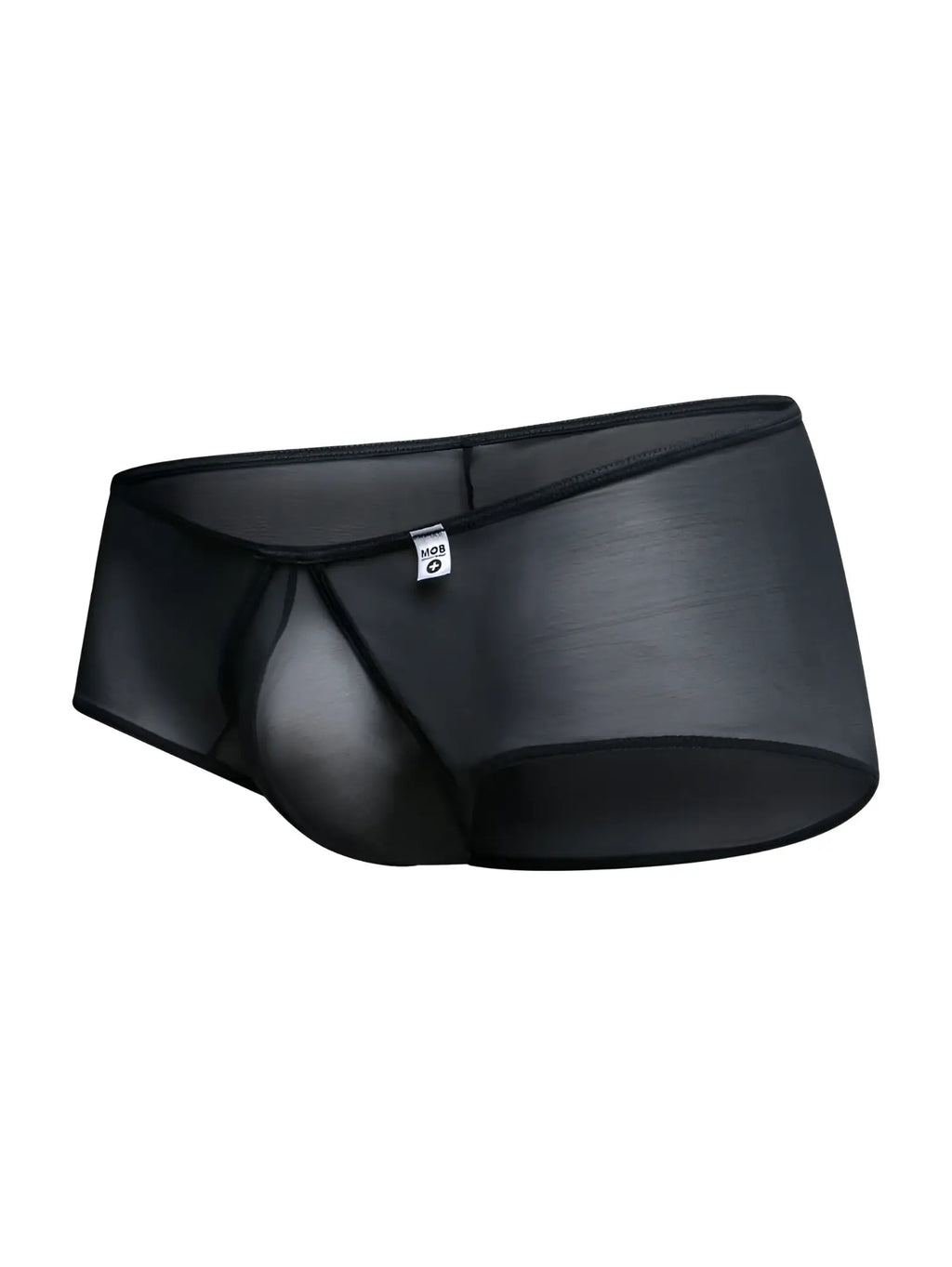 Malebasics mbl83 loop cheeky trunks black mesh briefs with sheer glossy finish and reinforced elastic waistband