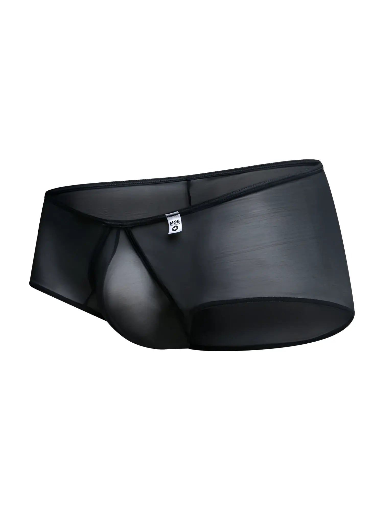 Malebasics mbl83 loop cheeky trunks black mesh briefs with sheer glossy finish and reinforced elastic waistband