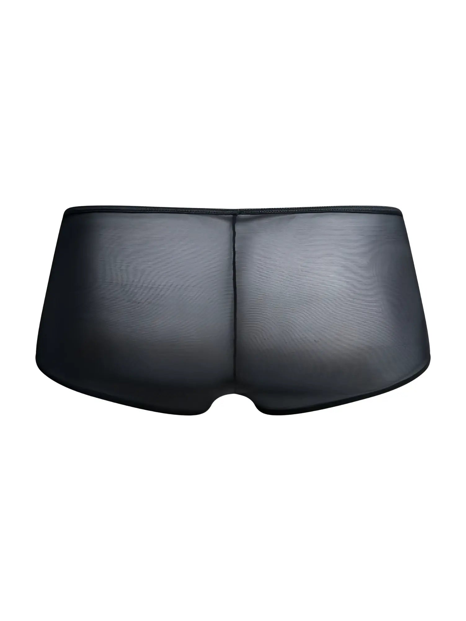 Malebasics mbl83 loop cheeky trunks in black mesh featuring sheer briefs with a smooth textured surface and central front seam
