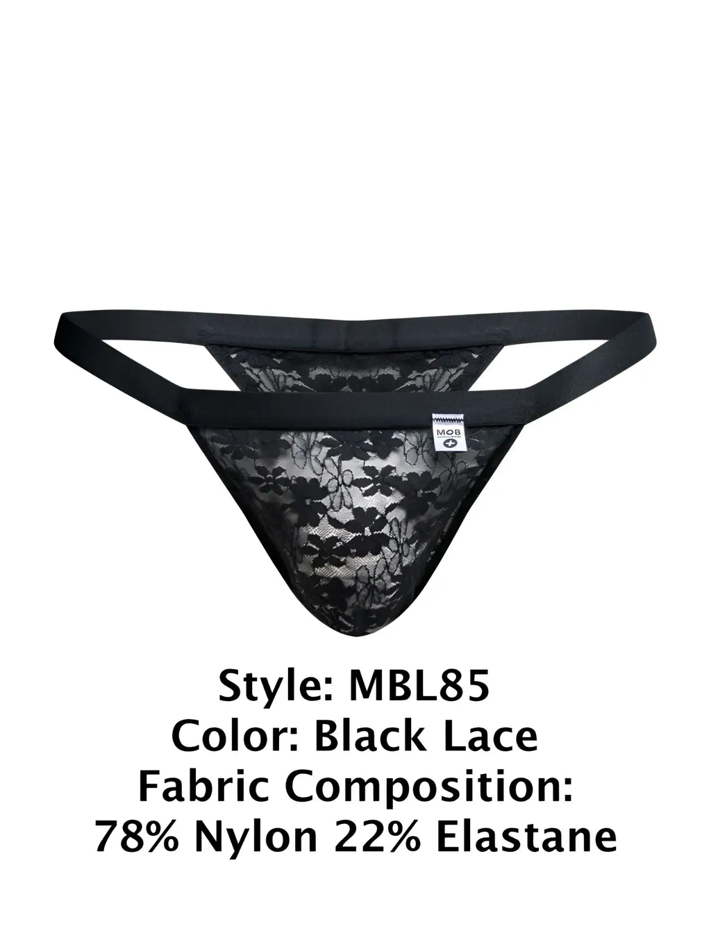 Black lace thong malebasics mbl85 y sexy thongs with delicate floral pattern and elastic waistband in black