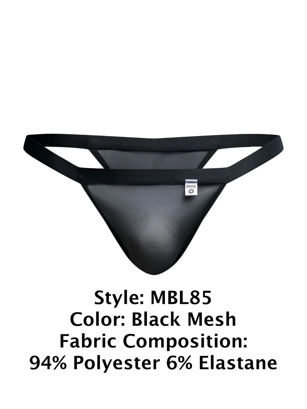 Black mesh thong by malebasics mbl85 y featuring a sleek mesh design with reinforced waistband in black color