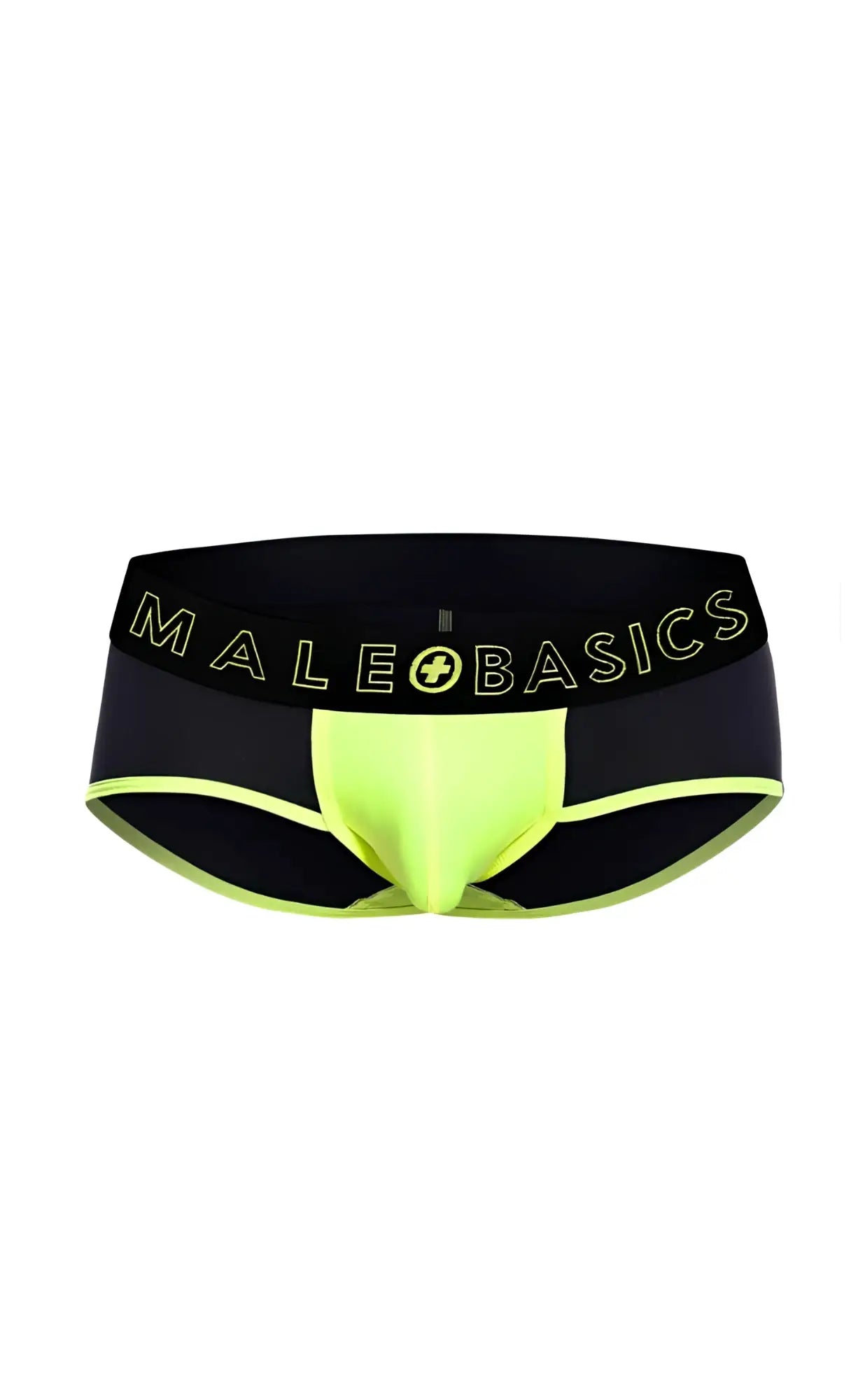 Black and neon yellow male basics neon brief with bold contrasting design offering comfortable daily wear