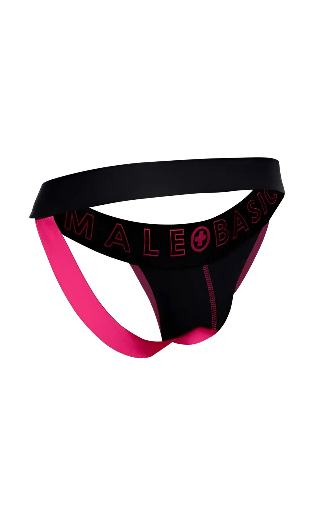 Male basics neon jock new colors black and pink male basic briefs with bold contrasting design front view